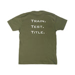 TRAIN. TEST. TITLE. Performance Shirt with Color Logo